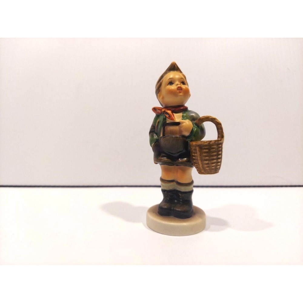 Goebel Hummel W Germany Figurine 513/0 Village Boy with Basket 4" Tall